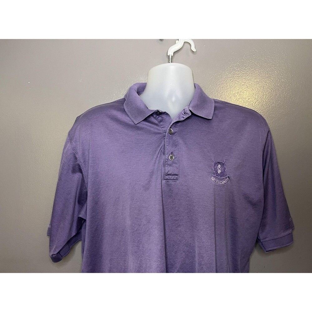 St Andrews Links Polo Shirt Mens Large Purple Mercerized Cotton Golf Logo Italy
